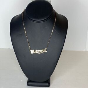 NEW…Gold BABYGIRL name plate necklace OS (one size) from Forever21
